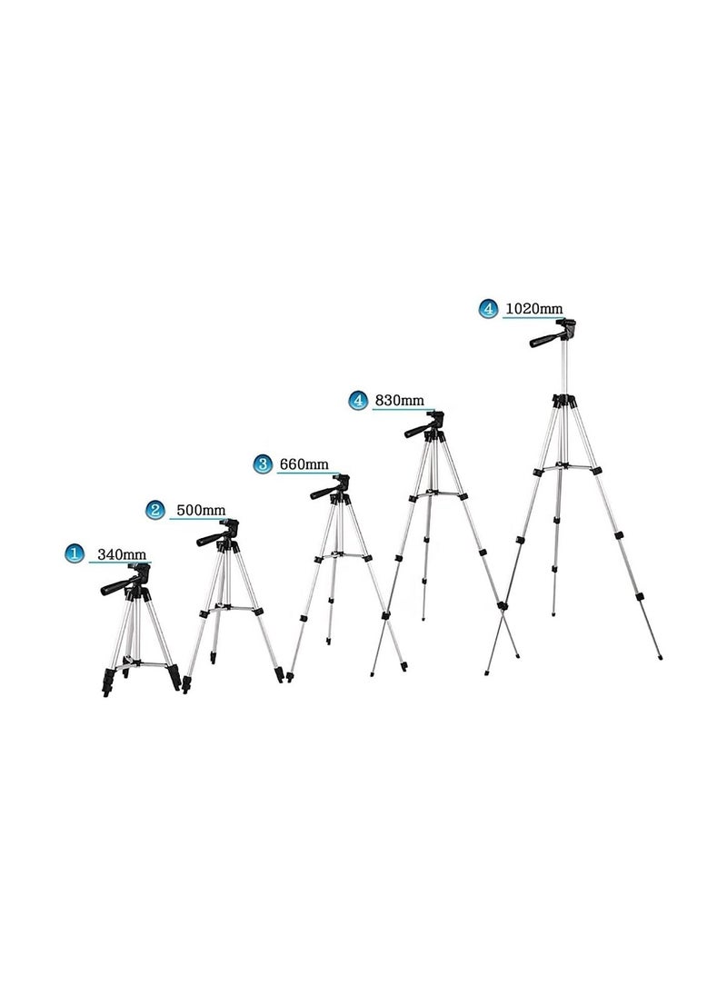 Generic Portable Adjustable Aluminium Tripod With 3 Dimensional Head And Quick Release Plate Black, Silver  - Image 4
