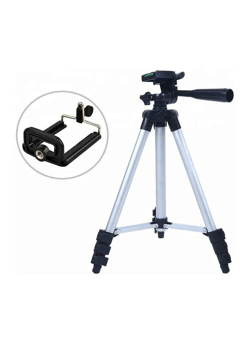 Generic Portable Adjustable Aluminium Tripod With 3 Dimensional Head And Quick Release Plate Black, Silver  - Image 2