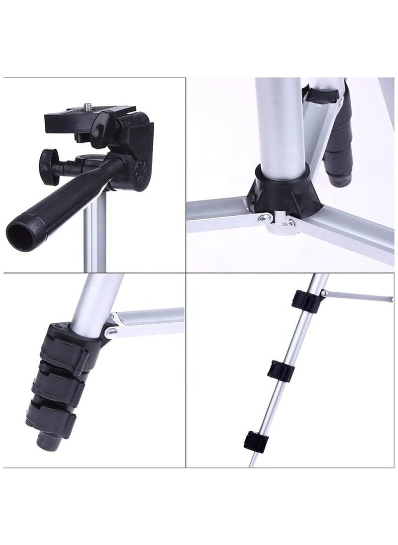 Generic Portable Adjustable Aluminium Tripod With 3 Dimensional Head And Quick Release Plate Black, Silver  - Image 3