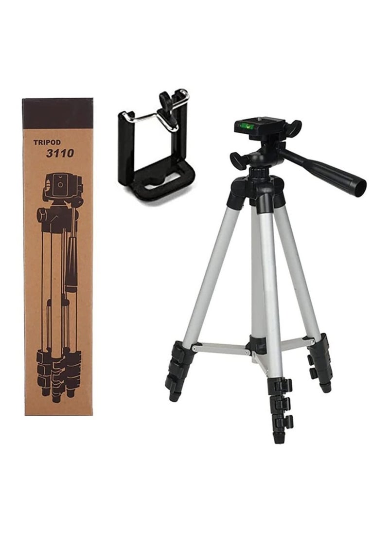 Generic Portable Adjustable Aluminium Tripod With 3 Dimensional Head And Quick Release Plate Black, Silver  - Image 1