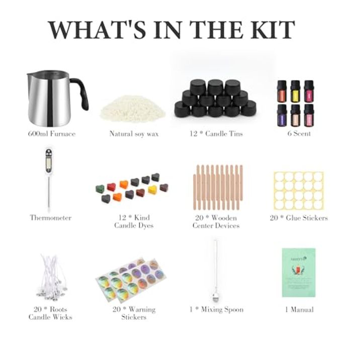 SAEUYVB Candle Making Kit for Adults Full Set Candle Making Supplies Soy Candle Kit DIY Starter Scented Soy Candle Making Kit Perfect Decoration for Family Life - Image 2