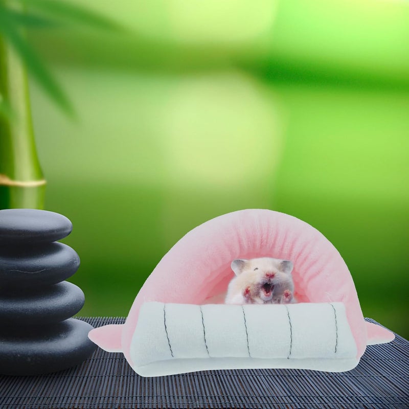 Milisten Hamster Bed Winter Warm Cotton Nest Small Soft Pink Cozy Hideout for Hamsters and Small Pets - Image 5