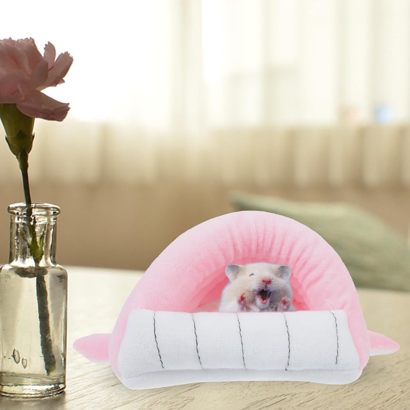 Milisten Hamster Bed Winter Warm Cotton Nest Small Soft Pink Cozy Hideout for Hamsters and Small Pets - Image 4
