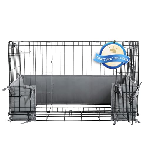 Hombys Dog Crate Bumper with Ties Soft Crate Accessory Do Not Include Cage Dark Grey 36x22 - Image 1