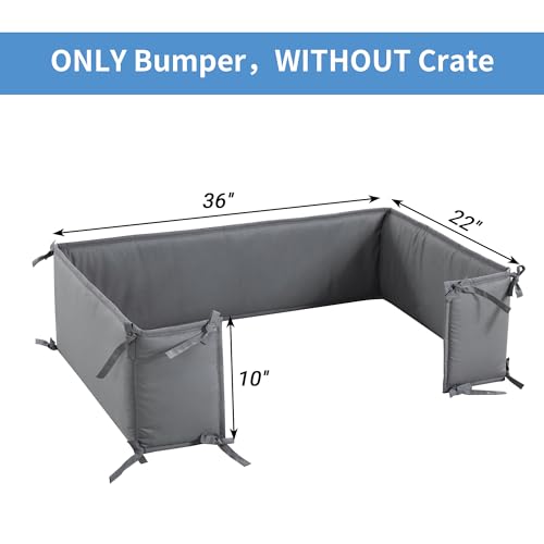 Hombys Dog Crate Bumper with Ties Soft Crate Accessory Do Not Include Cage Dark Grey 36x22 - Image 3