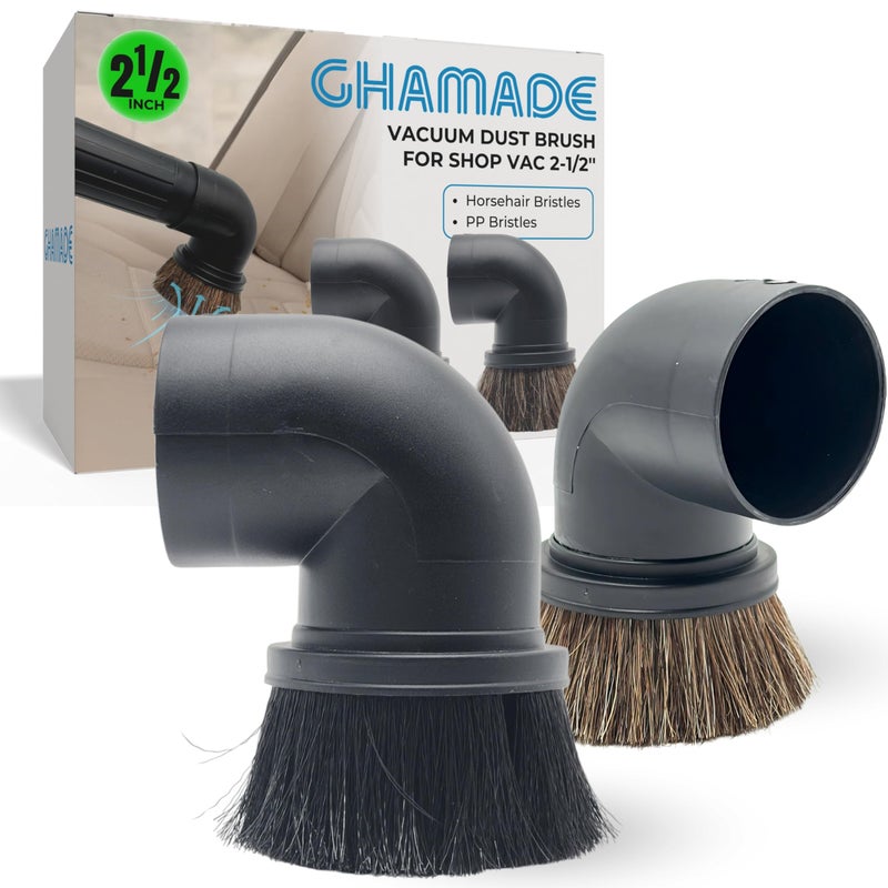 GHAMADE 2PACK Horse Hair & Plastic Bristles Brushes for Shop Vac 2-1/2'' - Vacuum Accessories for Shop Vac 2-1/4'' Compatible with Rigid Shop-Vac VacMaster Craftman, Vacuum Attachments for Car Detailing - Image 1