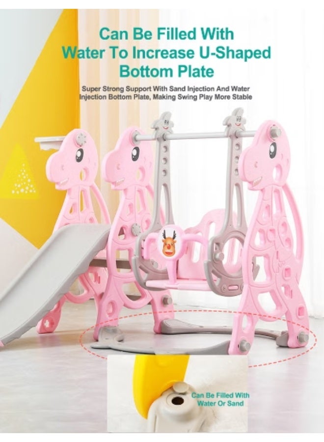 Hicomony 4 in 1 Toddler Slide Swing Set, Indoor Baby Slide, Includes Slide, Swing, Basketball Hoop, and Climber, Freestanding Slide Climber Playset Toy  - Image 4