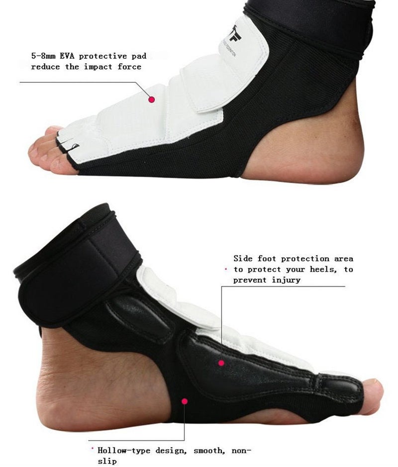 CTHOPER Taekwondo Foot Protector Leather Karate Boxing Sparring Gear Foot Guard Protective Foot Gear for Men Women Kids Kung Fu Training MMA Fight Punch Bag - Image 2