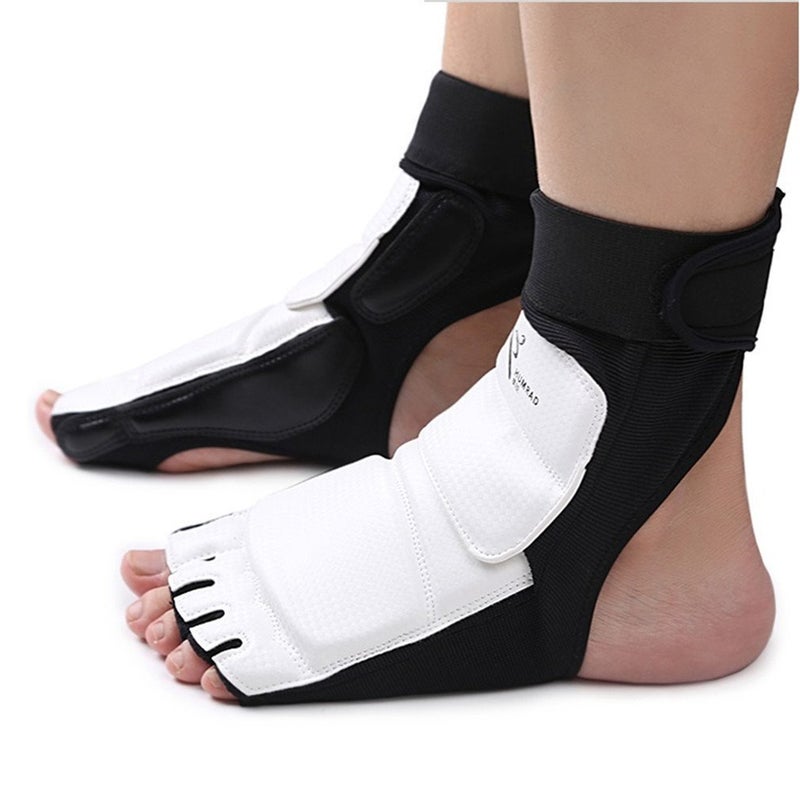 CTHOPER Taekwondo Foot Protector Leather Karate Boxing Sparring Gear Foot Guard Protective Foot Gear for Men Women Kids Kung Fu Training MMA Fight Punch Bag - Image 1