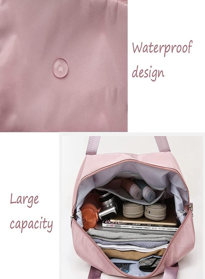 Gimue Large Duffel Bag, Folding Tote Travel Bags, Lightweight Gym Weekender Carry on Duffle for Women Traveling, Womens Multifunctional Capacity Bags with Shoes Compartment, Cherry Pink, Large - Image 2