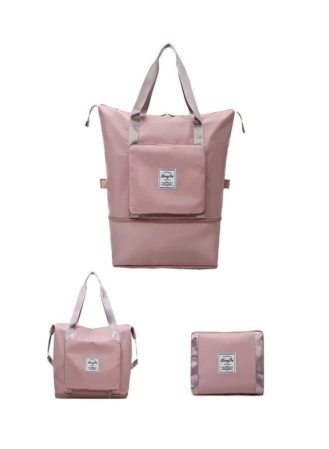 Gimue Large Duffel Bag, Folding Tote Travel Bags, Lightweight Gym Weekender Carry on Duffle for Women Traveling, Womens Multifunctional Capacity Bags with Shoes Compartment, Cherry Pink, Large - Image 1