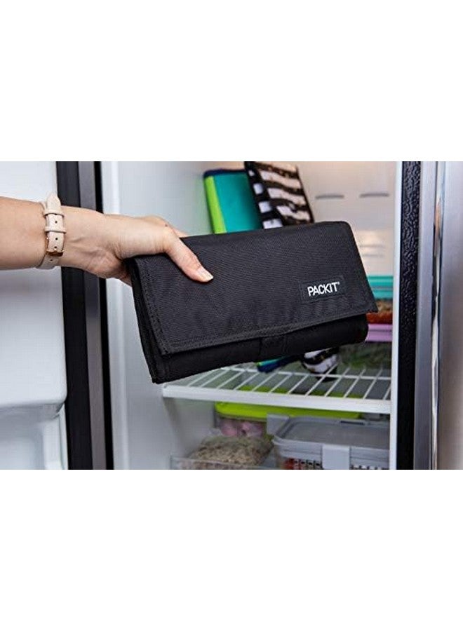 PACKIT PackIt Freezable Lunch Bag, Black, Built with EcoFreeze Technology, Foldable, Reusable, Zip and Velcro Closure with Buckle Handle, Perfect for School and Office Lunches  - Image 3