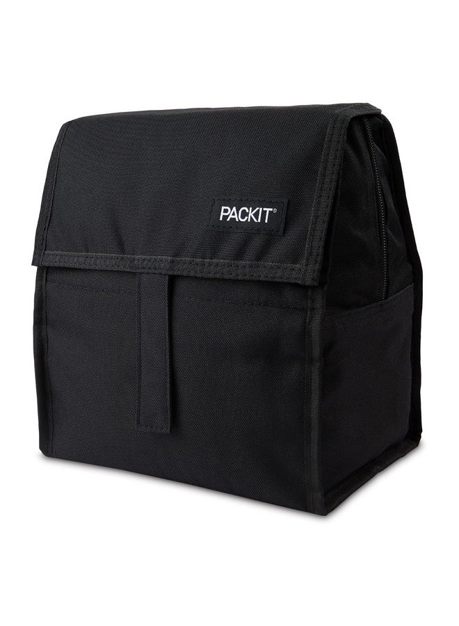 PACKIT PackIt Freezable Lunch Bag, Black, Built with EcoFreeze Technology, Foldable, Reusable, Zip and Velcro Closure with Buckle Handle, Perfect for School and Office Lunches  - Image 2