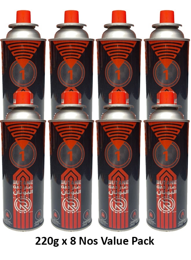 GO2CAMPS 8-Piece 220g Value Pack Butane Gas Cartridge