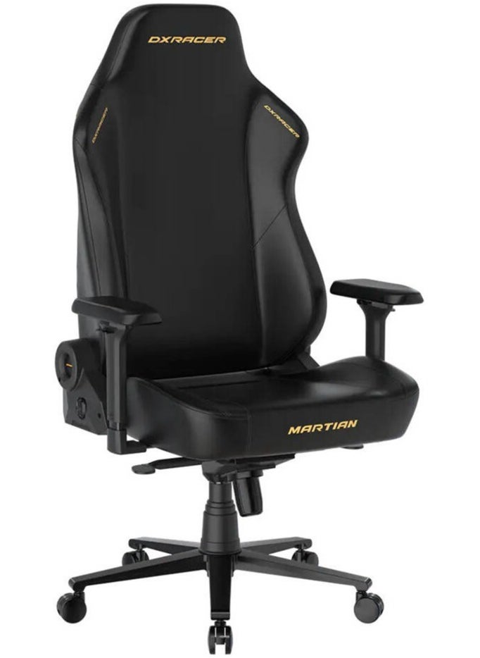 Martian Series Gaming Chair – XL Size, EPU Leatherette, Built-in Lumbar Support, 4D Adjustable Armrests, Multi-Function Tilt (90°–135°), Class 4 Gas Lift, Head & Lumbar Pillows, PU Casters, Height Adjustable 49–56cm, Backrest 84.5cm, 125kg Capacity, Black/Yellow | GC/XLMT24LTA/N.N.Y