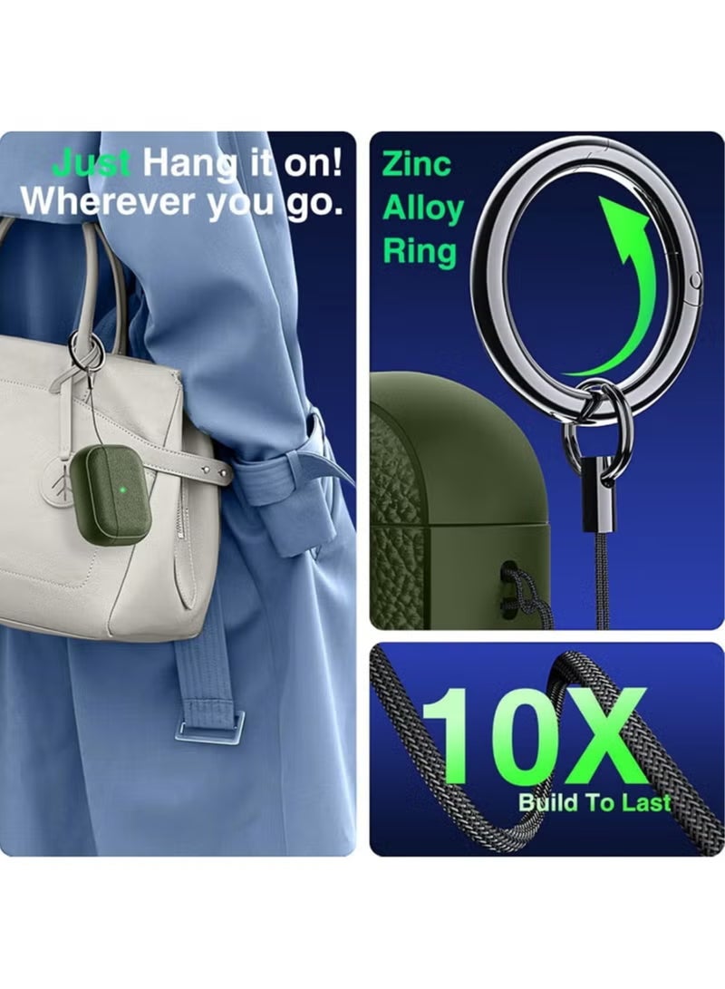 Apple Airpods Pro 3 Silicone Case | Compatible with Apple Airpods Pro 3 | Shockproof Full-Body Protective Case Cover for Apple Airpods Pro 3 with Ring Keychain (Airpods Not Included) - Green - Image 4