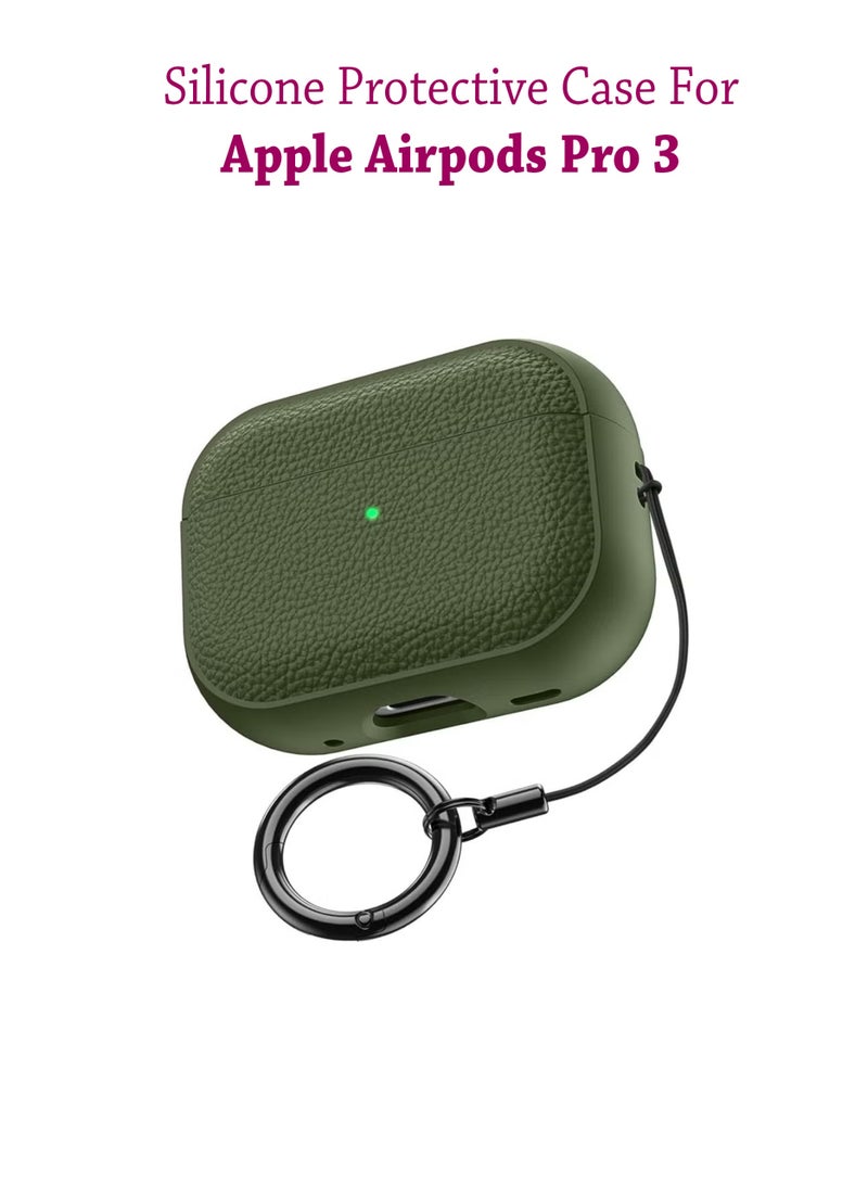 Apple Airpods Pro 3 Silicone Case | Compatible with Apple Airpods Pro 3 | Shockproof Full-Body Protective Case Cover for Apple Airpods Pro 3 with Ring Keychain (Airpods Not Included) - Green - Image 1