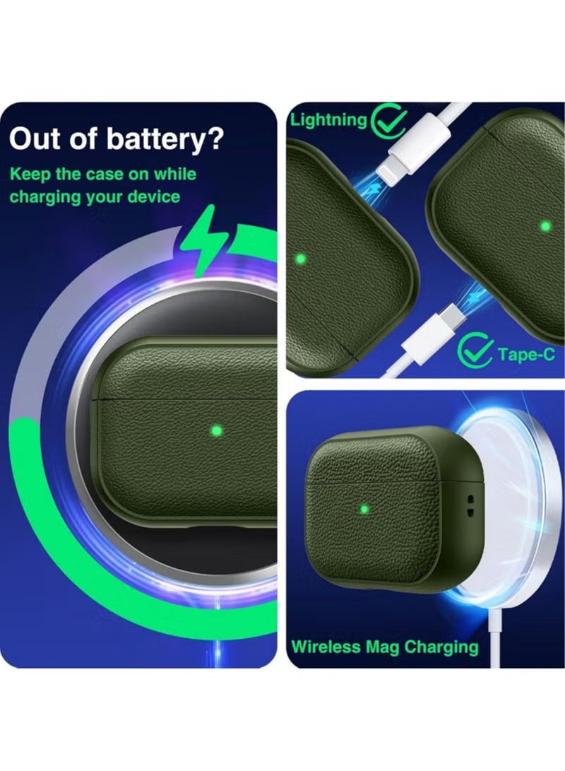 Apple Airpods Pro 3 Silicone Case | Compatible with Apple Airpods Pro 3 | Shockproof Full-Body Protective Case Cover for Apple Airpods Pro 3 with Ring Keychain (Airpods Not Included) - Green - Image 2