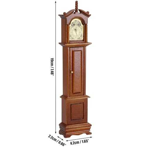 KH866 Mini Grandfather Clock 112 Scale Miniature Dollhouse Victorian Furniture Accessories Doll House Decoration for Living Room Bedroom Kitchen Home Office Small Wooden Rustic Vintage Essential Decor - Image 5