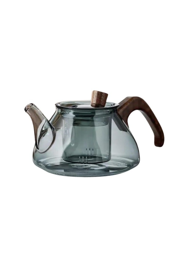 Liying 550ml Glass Tea Kettle With Wooden Handle, Stovetop & microwave-safe glass Borosilicate Teapot, Teapot With Infuser  - Image 1