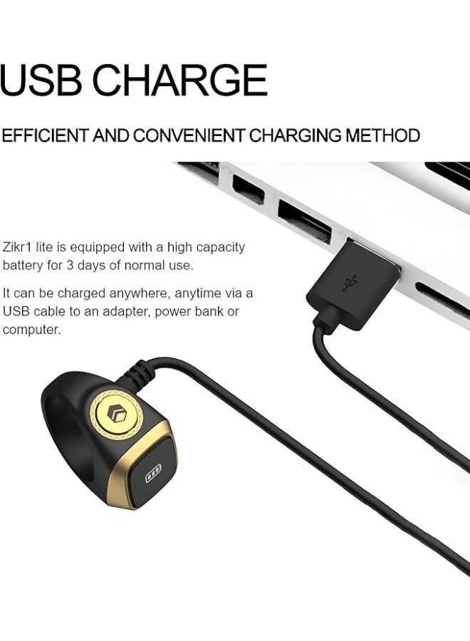 خاتم تسبيح ذكي Zikr1 Lite بشاشة OLED وBluetooth 5.1 وعداد رقمي للأذكار قابل لإعادة الشحن عبر USB ومقاوم للماء وتذكير بالصلاة 7.7 جم - Image 4