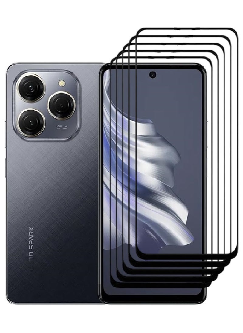 AINA 5 Pieces Tempered Glass Screen Protector 5D Designed For Tecno Spark 20 Pro Full Glue Edge to Edge Full Screen Coverage And Bubble Free - Image 1