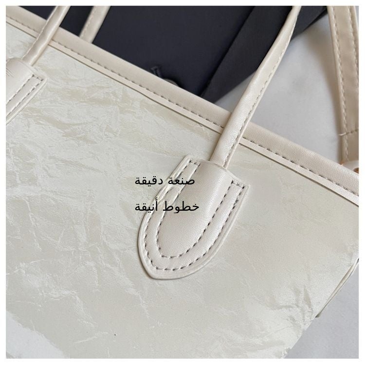 Vintage Crinkled Leather Look Small Tote Shoulder Bag Detachable Adjustable Crossbody Strap Large Opening Design Medium Capacity Casual Handbag For Street Shopping Campus Multi-scene Versatile Shoulder Bag - Image 2