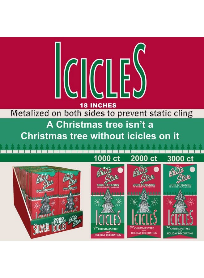Brite Star Icicles Tinsel,Polyvinyl Chloride, 2000 Strand, Silver, Count - Image 3