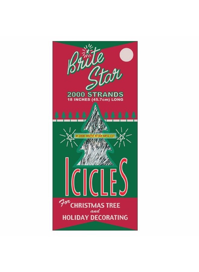 Brite Star Icicles Tinsel,Polyvinyl Chloride, 2000 Strand, Silver, Count - Image 1