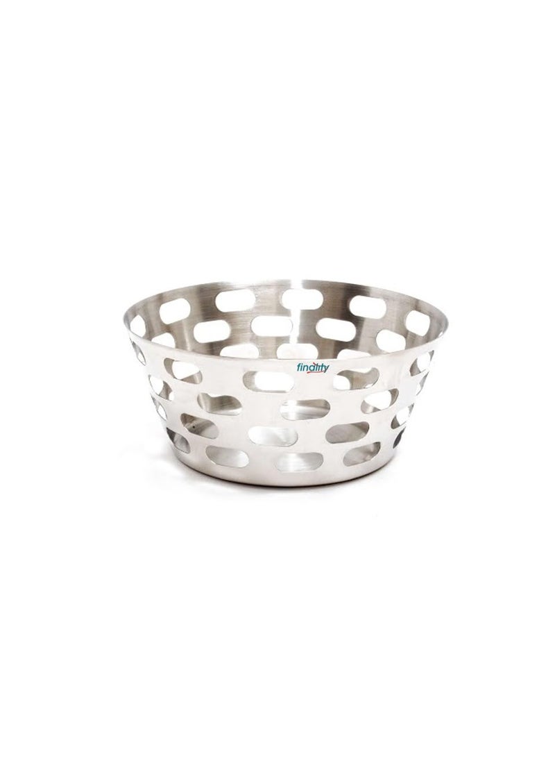 FINALITY FINALITY Stainless Steel Round Capsule Punch Bread BasketRoti BasketChapati BasketNaan TokriServing Basket for HomeHotelRestaurantSize21cm Pack of 2  - Image 1