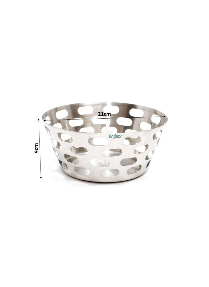 FINALITY FINALITY Stainless Steel Round Capsule Punch Bread BasketRoti BasketChapati BasketNaan TokriServing Basket for HomeHotelRestaurantSize21cm Pack of 2  - Image 5