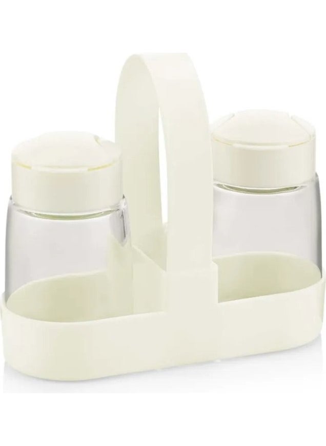 Glass Ivory Salt and Pepper Shaker Set – Click Lid Spice Shaker Set with Stand 100 ml - pzsku/ZF02FD56C8496F03548F5Z/45/_/1725722009/41df46d9-eee8-47c5-b5c7-68c4686fd4cd