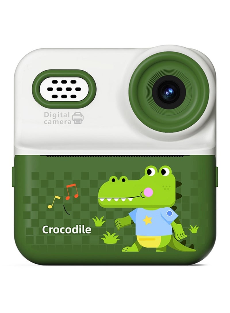 Generic Portable P03 Instant Camera for Kids with Pattern Printing, 2.4 Inch HD Screen, 1080P, Dual Cameras, Gift for boy and girls - Green  - Image 1