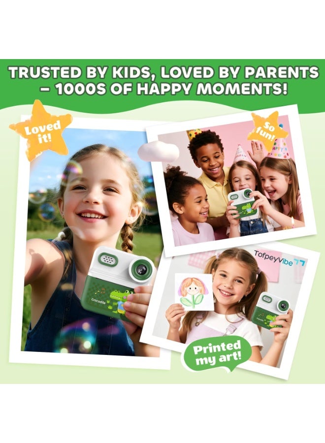 كاميرا P03 الفورية المحمولة للأطفال مع طباعة نمطية، شاشة عالية الدقة 2.4 بوصة، 1080 بكسل، كاميرات مزدوجة، هدية للأولاد والبنات - أخضر - Image 4
