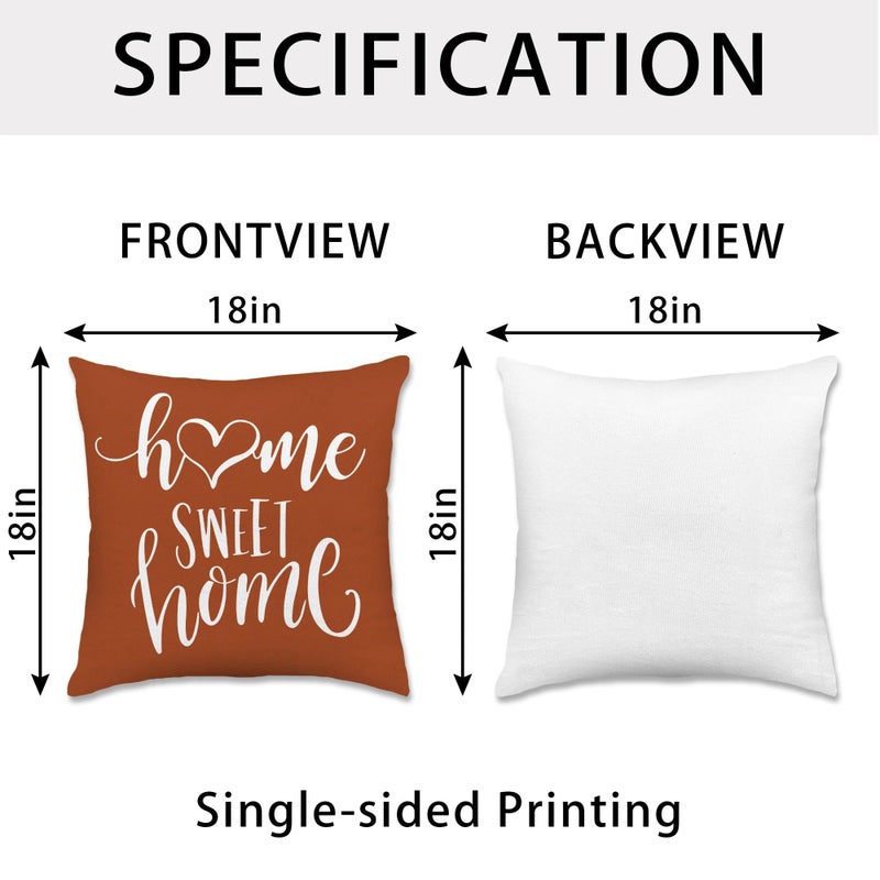 Hexagram Geometric Burnt Orange Pillow Covers 18x18 Set of 4, Decorative Outdoor Boho Modern Throw Pillow Covers, Home Sweet Home Farmhouse Cushion Case for Couch Sofa Bedroom Indoor Decor(No Insert) - Image 4