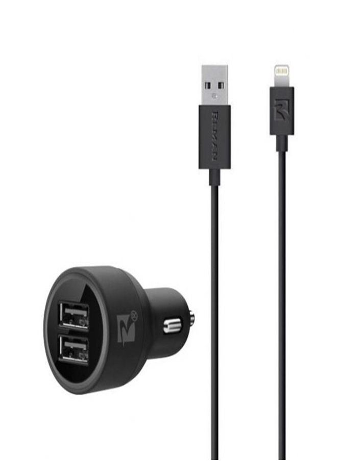 Reman - Car Charger Dual USB with Lightning Cable 20W / 2.1A - Image 1