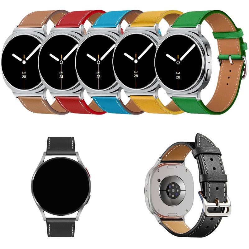 DGG سوار ساعة ذكية سوار جلدي كلاسيكي متوافق مع Samsung Galaxy Watch بملاءمة قابلة للتعديل وحزام بديل للاستخدام اليومي باللون رمادي قابل للتعديل باللون الرمادي - Image 2