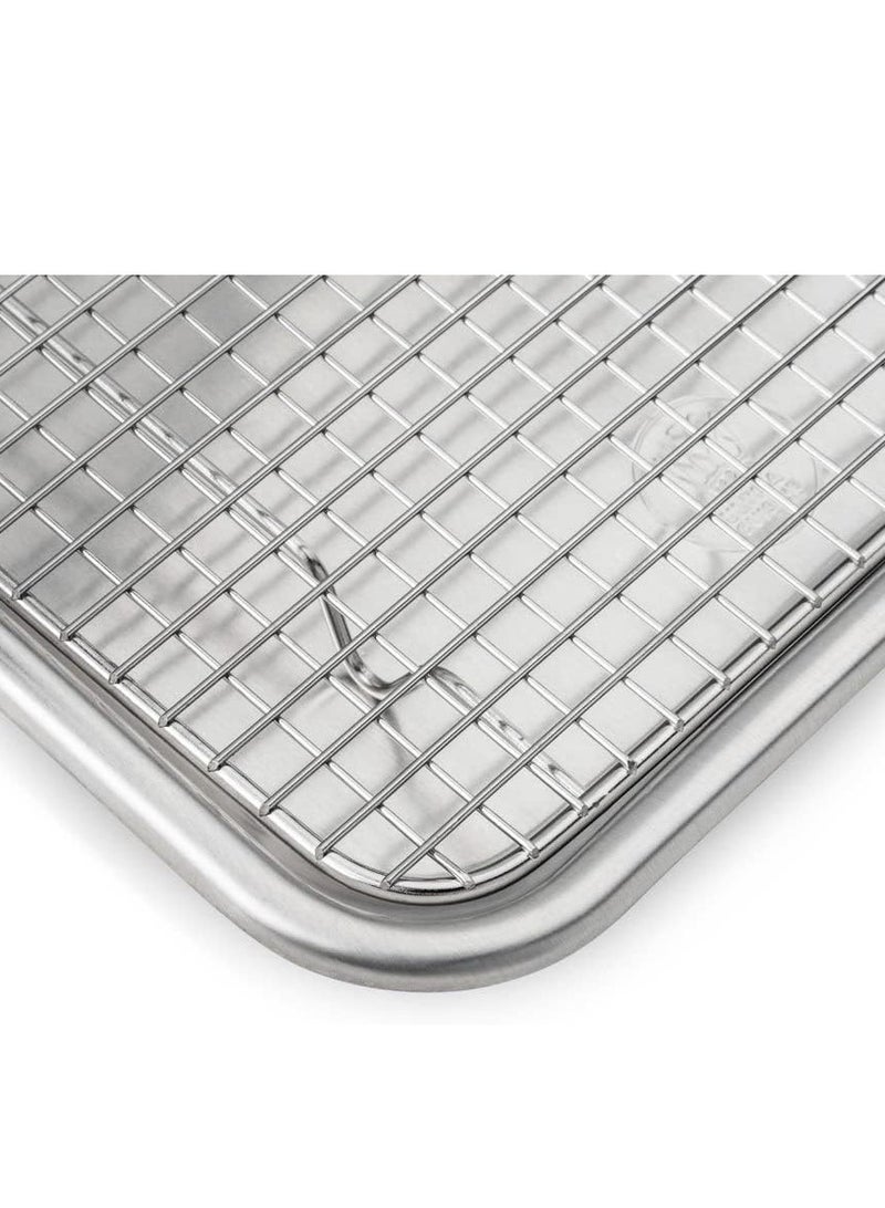 Ultra Cuisine Ultra Cuisine Quarter Sheet Pan with Wire Rack Set - Includes Premium Aluminum Baking Sheet with Stainless Steel Baking Sheet Rack - Dishwasher Safe Cooling Rack with 1/4 Sheet Pan Commercial Quality - Image 4