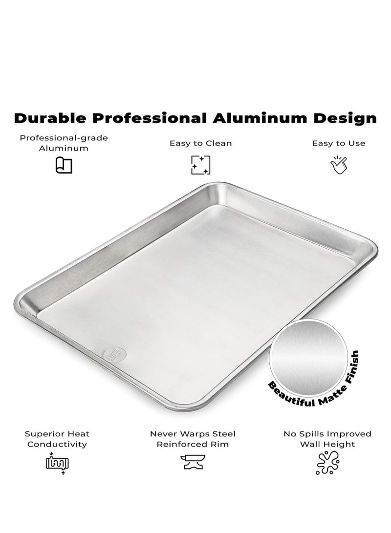 Ultra Cuisine Ultra Cuisine Quarter Sheet Pan with Wire Rack Set - Includes Premium Aluminum Baking Sheet with Stainless Steel Baking Sheet Rack - Dishwasher Safe Cooling Rack with 1/4 Sheet Pan Commercial Quality - Image 2