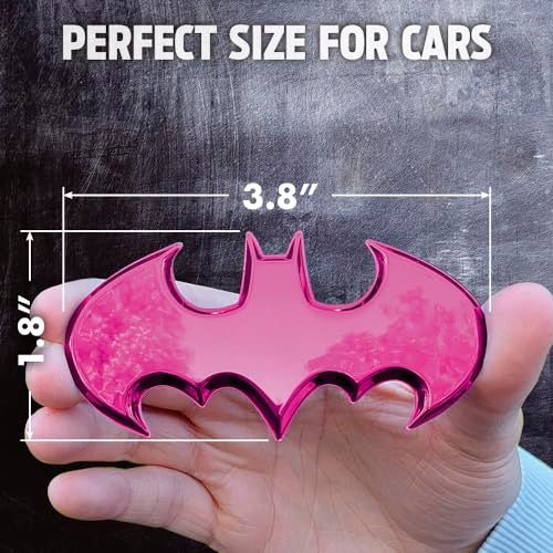 Fan Emblems Batman 3D Car Badge - 1989 Batwing Logo (Pink Chrome: 3.8 x 1.8 x 0.2 inches) - Image 2