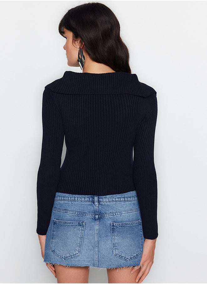 Navy Blue Turn-down Collar Knitwear Cardigan TWOAW24HI00284 - pzsku/ZF02FF782CE04E394CBBAZ/45/_/1730939757/70b9f410-76e6-4243-9849-a6d8c7a0415b