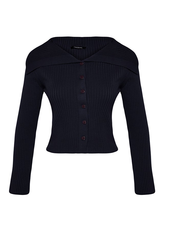 Navy Blue Turn-down Collar Knitwear Cardigan TWOAW24HI00284 - pzsku/ZF02FF782CE04E394CBBAZ/45/_/1730939759/16583b71-deaf-4340-b07e-328ae986c78c