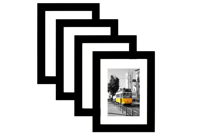 Picrit 5x7 Picture Frame Set of 4  Made of High Definition Real Glass  Display 4x6 with Mat or 5x7 Without Mat  Photo Frames for Wall Mounting or Table Top Display - Image 1