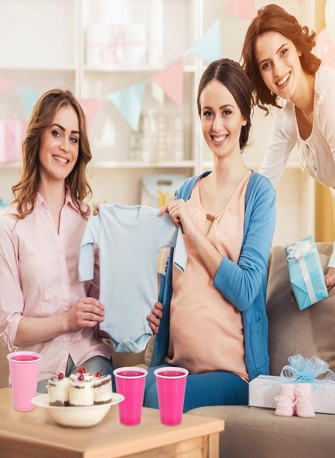أكواب يينكل البلاستيكية الوردية للاستخدام مرة واحدة [50 قطعة] - أكواب حفلات سعة 12 أونصة، عبوة كبيرة لحفلات توديع العزوبية، وزينتان ورديتان لحفلات أعياد الميلاد - Image 5