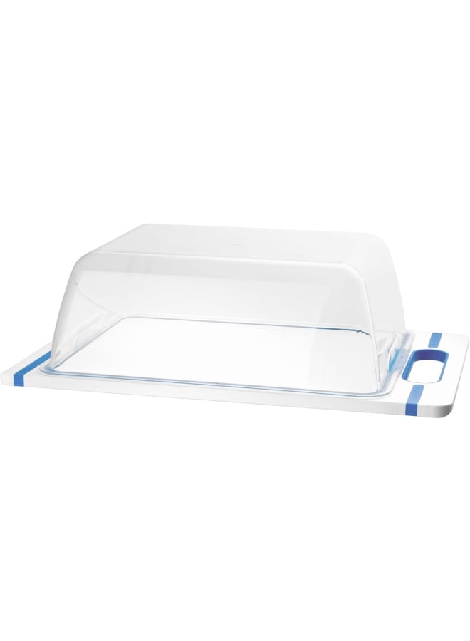 Stefanplast Italian Chef Top Line Plastic Cutting Board With Lid, 34 X 22 Cm Size, White/Blue - Image 3