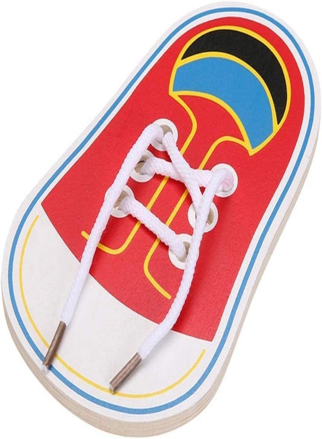 Jinshining Wooden Learn to Tie Your Own Shoes Threading Lacing Shoes Training Early Learning Kits for Kids Threading Lacing Shoes Training Board Kids Toddler Early Learning Learning and Education - Image 1