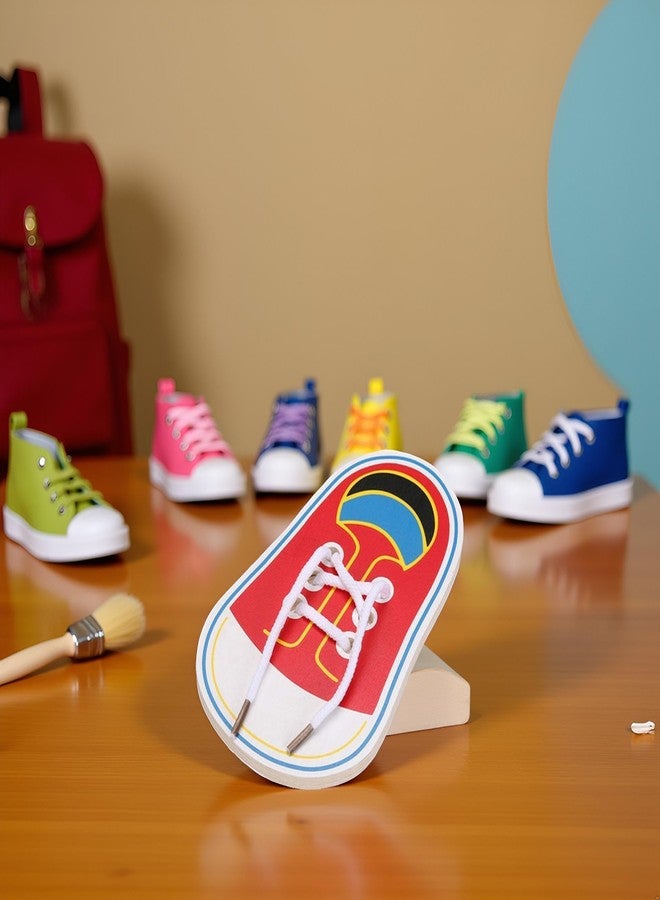 Jinshining Wooden Learn to Tie Your Own Shoes Threading Lacing Shoes Training Early Learning Kits for Kids Threading Lacing Shoes Training Board Kids Toddler Early Learning Learning and Education - Image 4