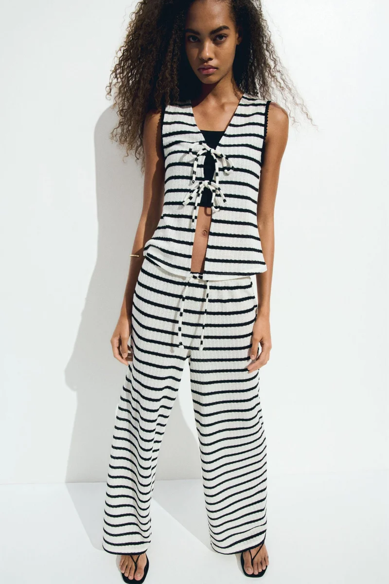 H&M Knitted tie-front top