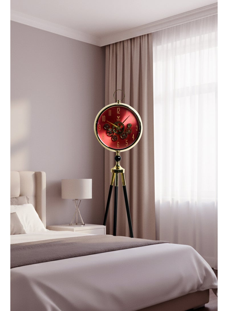 VOGUE VENUE Premium Vintage Tripod Floor Clock | Adjustable Wooden Stand | Antique Style Decorative Standing Clock for Living Room, Office & Home Décor - Image 1