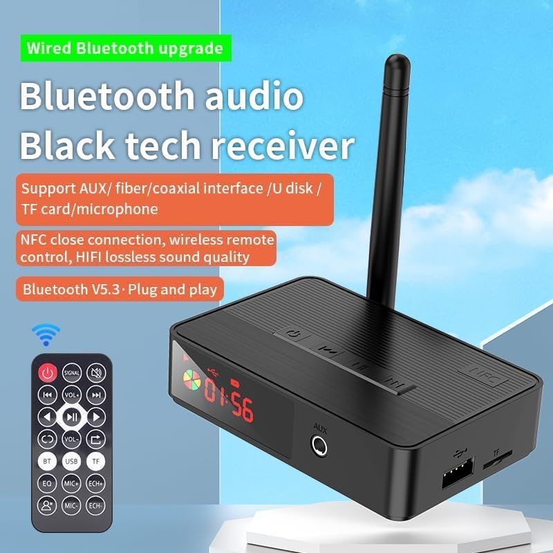 MICROWARE Bluetooth 5.3 Receiver for Home Stereo Systems, Bluetooth to RCA Adapter for Speakers & Streaming Devices, RF Remote Control, NFC/Optical/Coaxial/RCA/AUX/TF Card/Udisk - Image 5